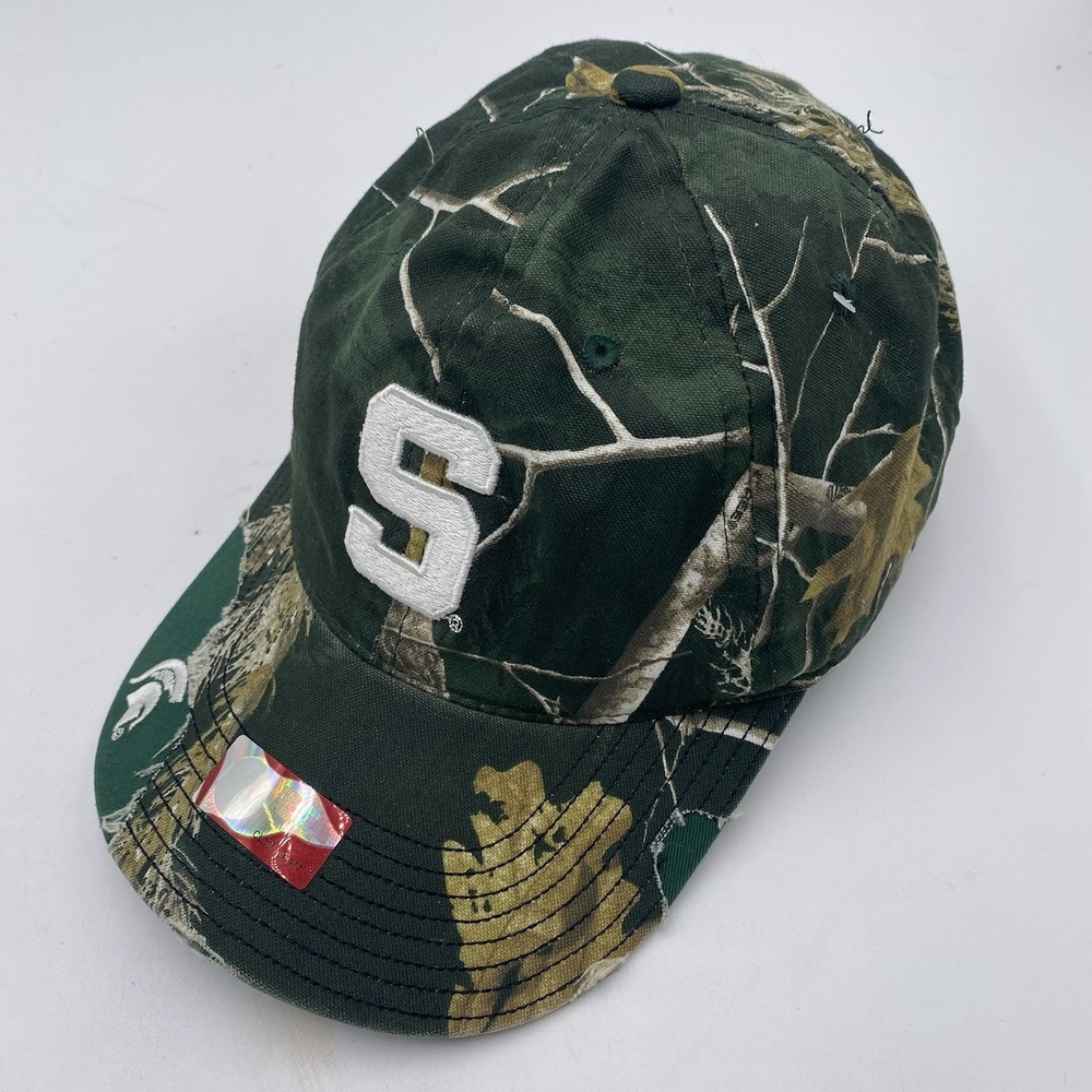 Michigan State Spartans Camo Hat Strapback Adjustable Cleaned Cotton Realtree
